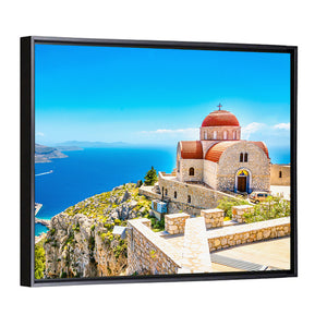 Greece Church On Cliff Of Sea Wall Art