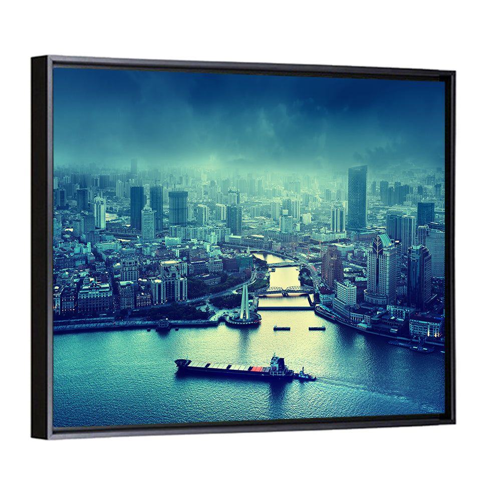 Shanghai Skyline at Sunset Wall Art