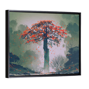 Red Autumn Tree Artwork Wall Art