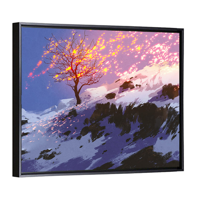 Bare Tree in Winter Wall Art as a framed canvas