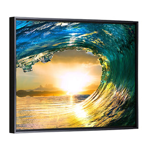 Colored Ocean Wave Sunset Wall Art