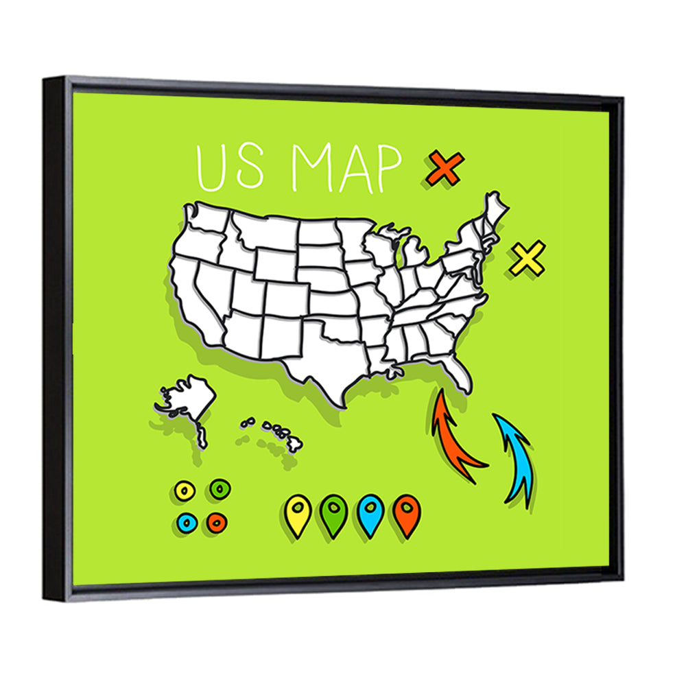 Hand Drawn US Map Wall Art