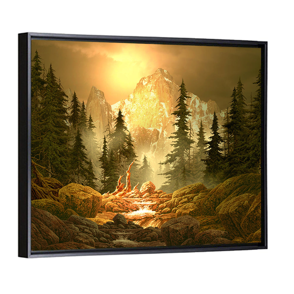 Rockies Mountain Stream at Golden Hour Wall Art