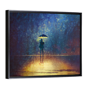 Lonely Woman Under Umbrella Wall Art