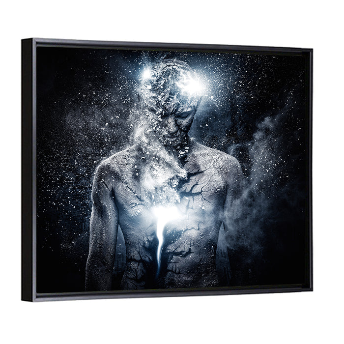 Glowing Core Surreal Portrait Wall Art as a framed canvas