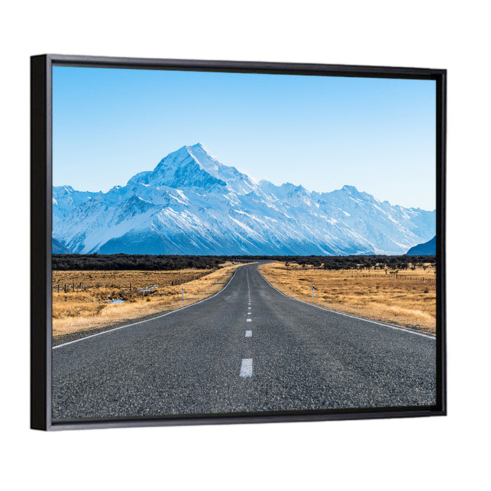 Road to Mount Cook Wall Art as a framed canvas