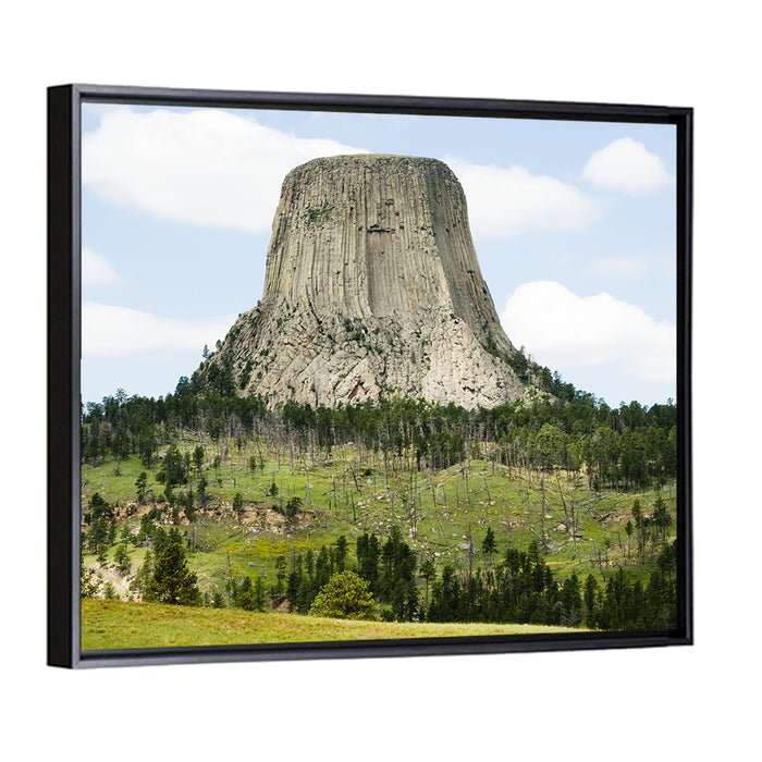 Devils Tower Columnar Monolith Wall Art as a framed canvas