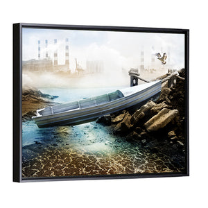 Boat On Dry Lake Bed Wall Art