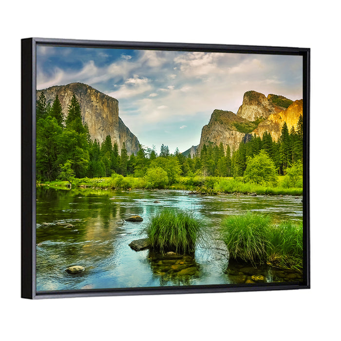 Merced River at Yosemite Valley Wall Art as a framed canvas