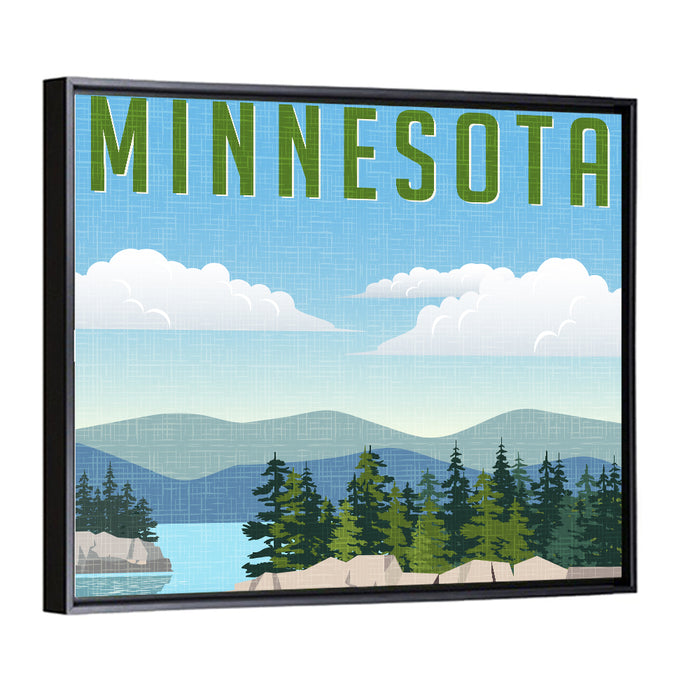 Retro Minnesota Travel Wall Art as a framed canvas