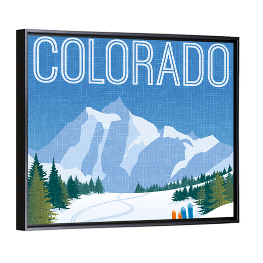 Retro Travel Poster Colorado Ski Mountains Wall Art