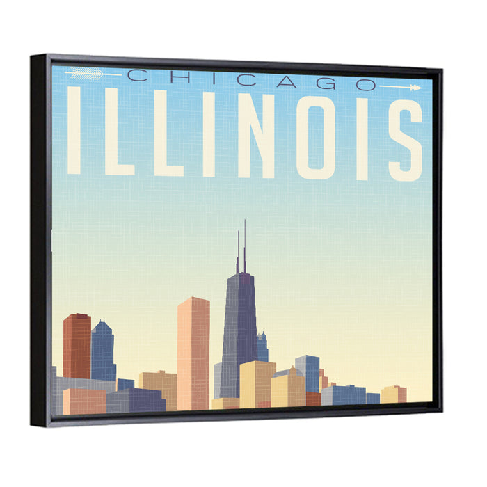 Vintage Chicago Travel Wall Art as a framed canvas