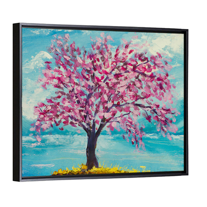 Sakura Island with Pink Blossoms Wall Art as a framed canvas