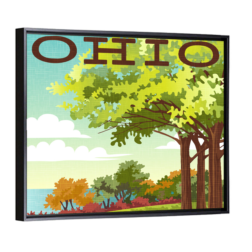 Retro Ohio Travel Illustration Wall Art