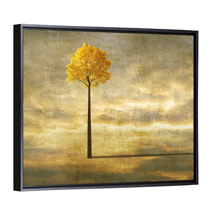 Solitary Tree at Golden Hour Wall Art as a framed canvas