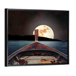 Wooden Boat At Night Wall Art