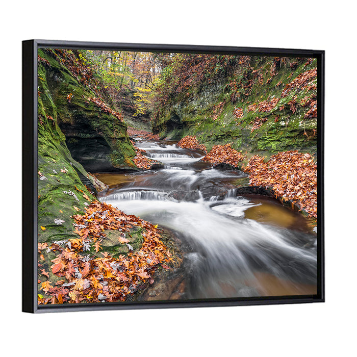 Warren County Autumn Cascades Wall Art as a framed canvas