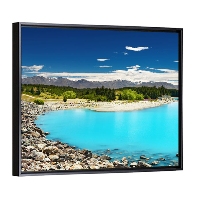 Lake Pukaki Turquoise Vista Wall Art as a framed canvas