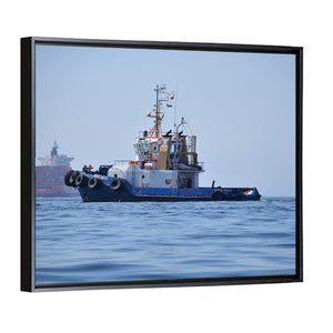 A Tugboat Near To Container Ship In Coasts Of Valparaiso Wall Art