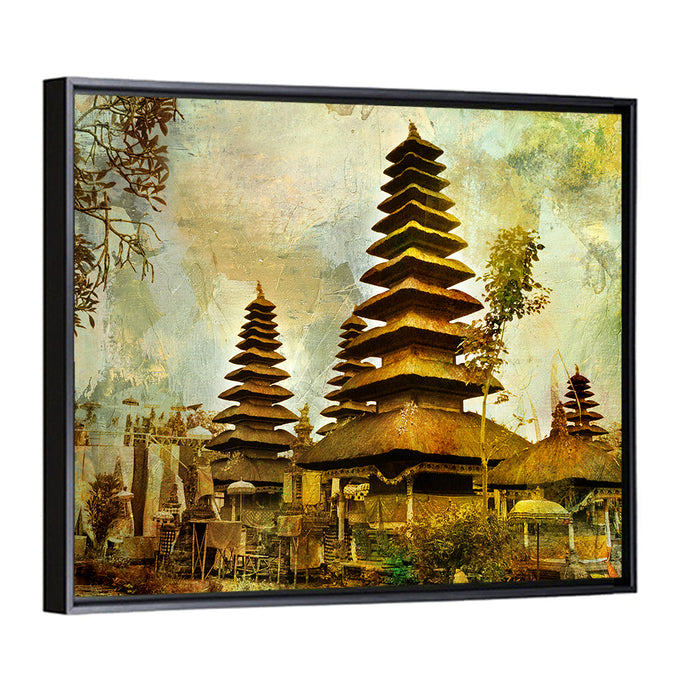 Pura Besakih Meru Towers Wall Art as a framed canvas