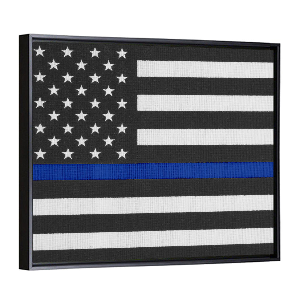 Monochrome American Flag with Blue Stripe Wall Art
