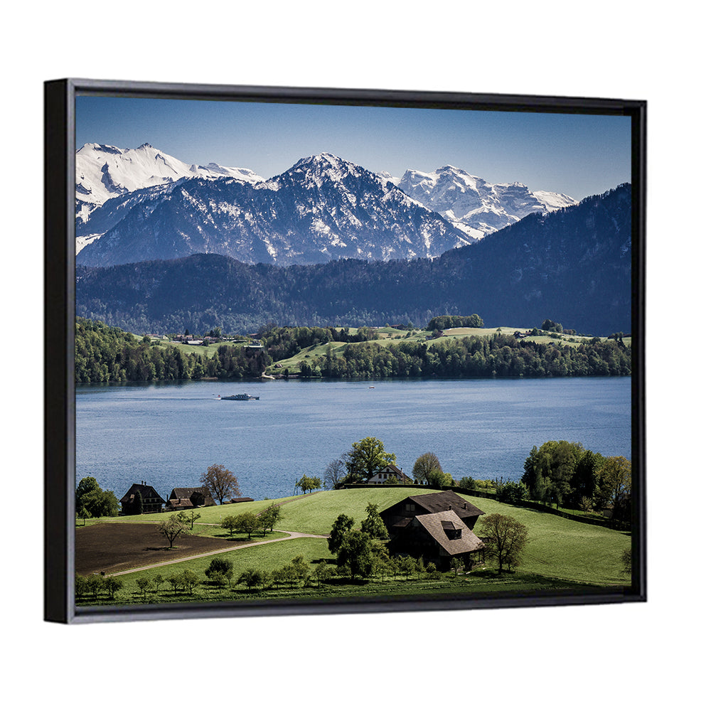 Alpine Lake View with Meadows Wall Art