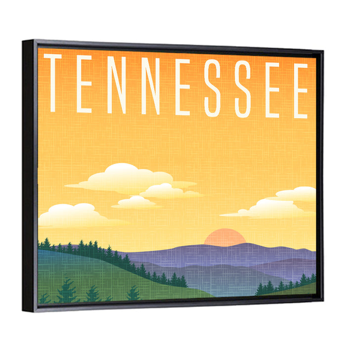 Tennessee Sunset Travel Illustration Wall Art