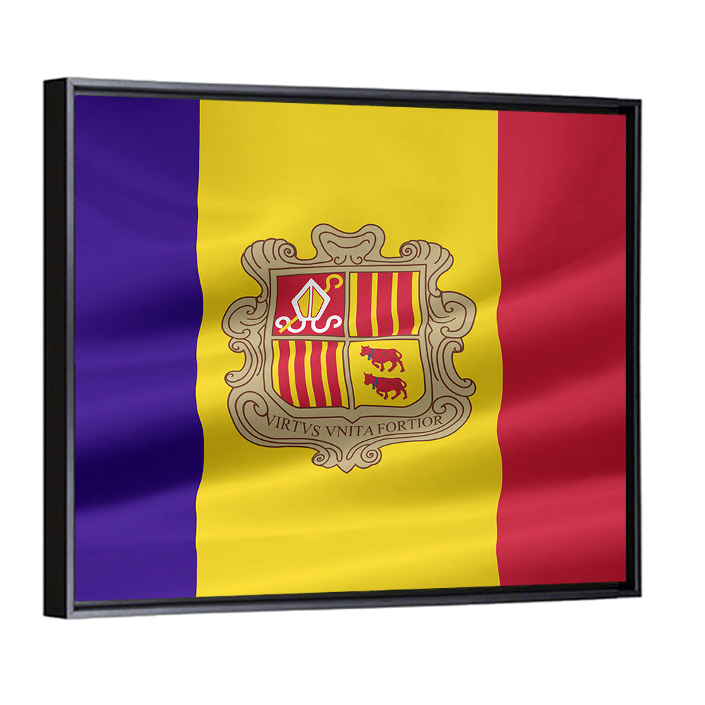 Andorra Flag with Coat of Arms Wall Art
