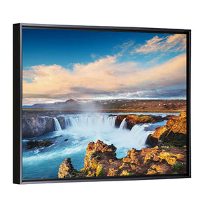 Godafoss Waterfall At Sunset Wall Art