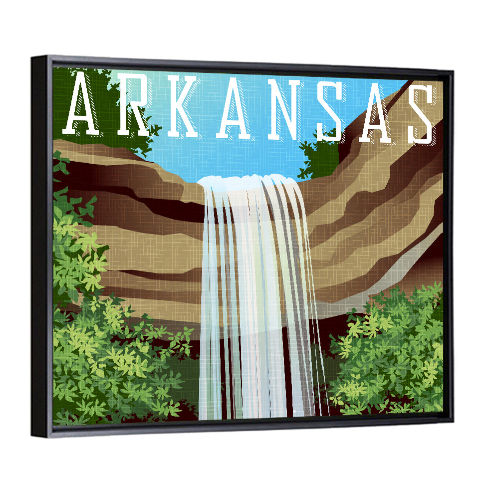 Arkansas Cliff Waterfall Illustration Wall Art