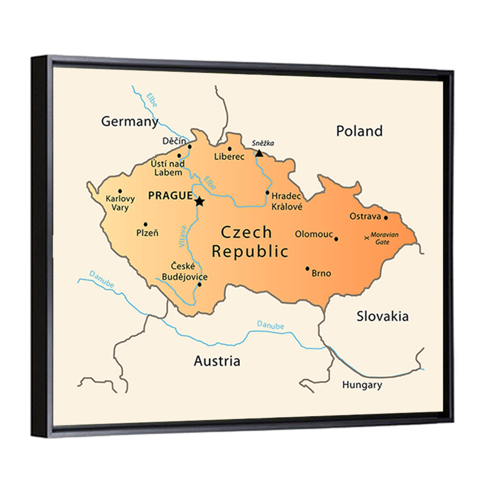 Minimalist Czech Republic Map Wall Art