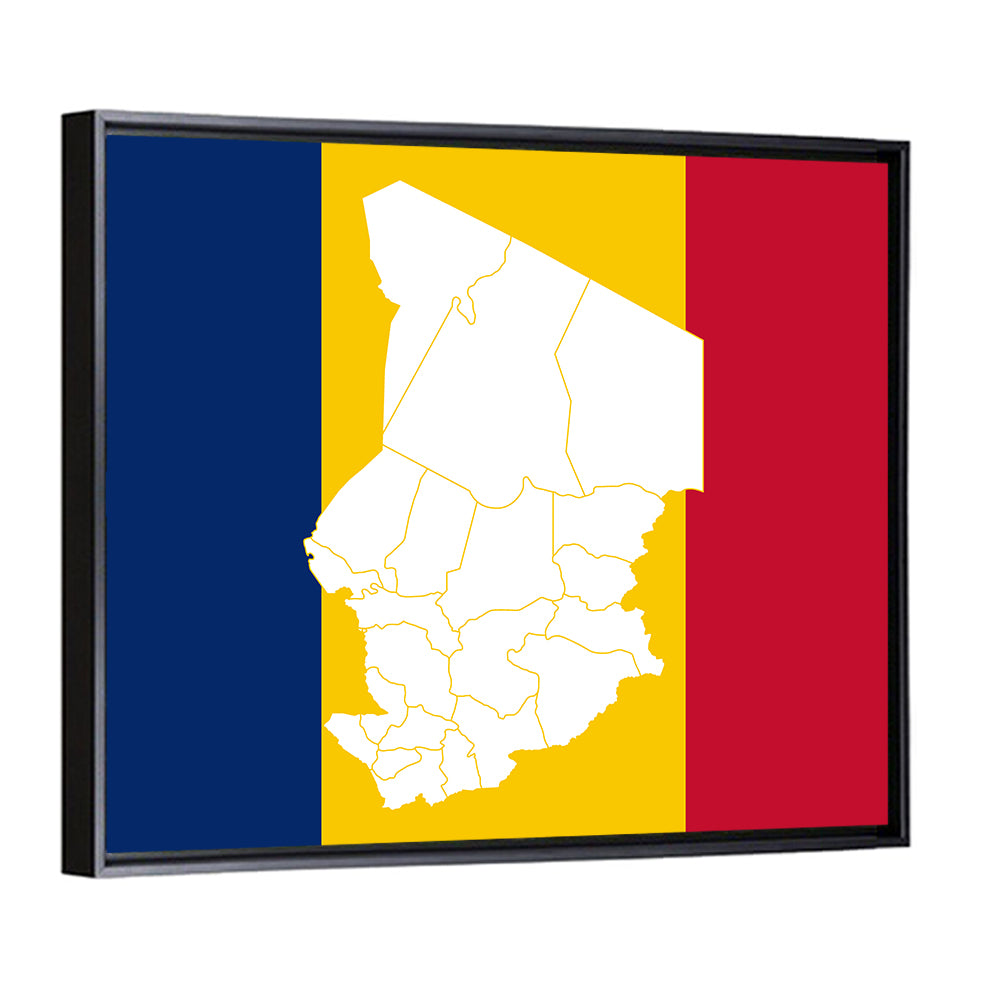 Chad Map with Tricolor Flag Wall Art