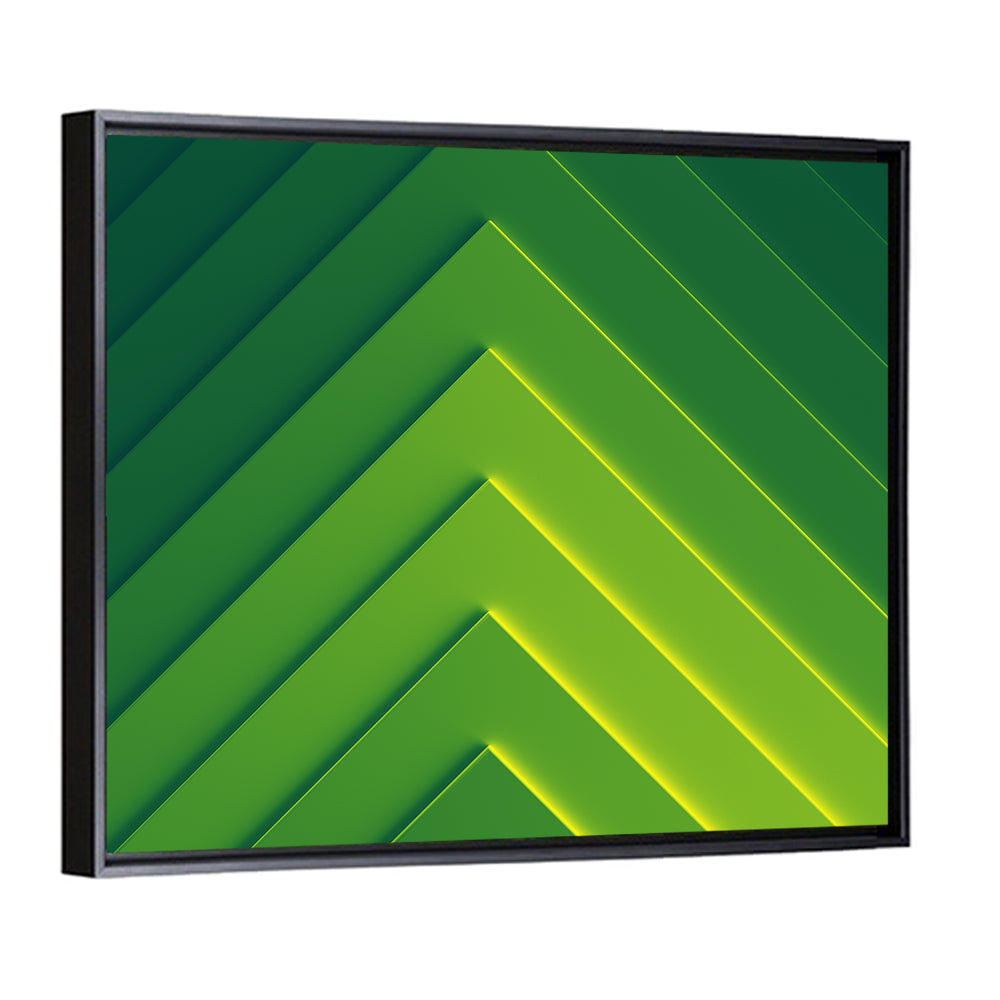 Green Chevron Geometric Abstract Wall Art