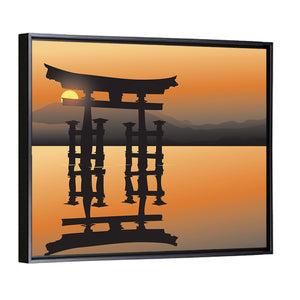 Asian Lake With Sunset Wall Art