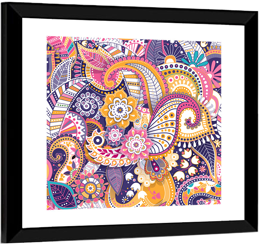 Indian Ornamental Paisley Pattern Wall Art
