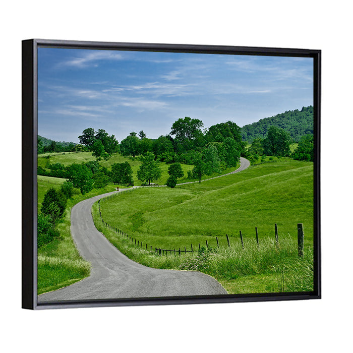 Blue Ridge Winding Road, Western Virginia Wall Art as a framed canvas
