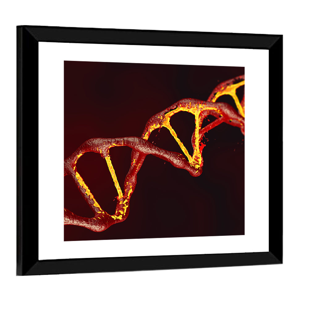 Red Dna Double Helix Wall Art