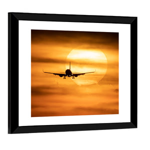 Sunset With Airplane Wall Art