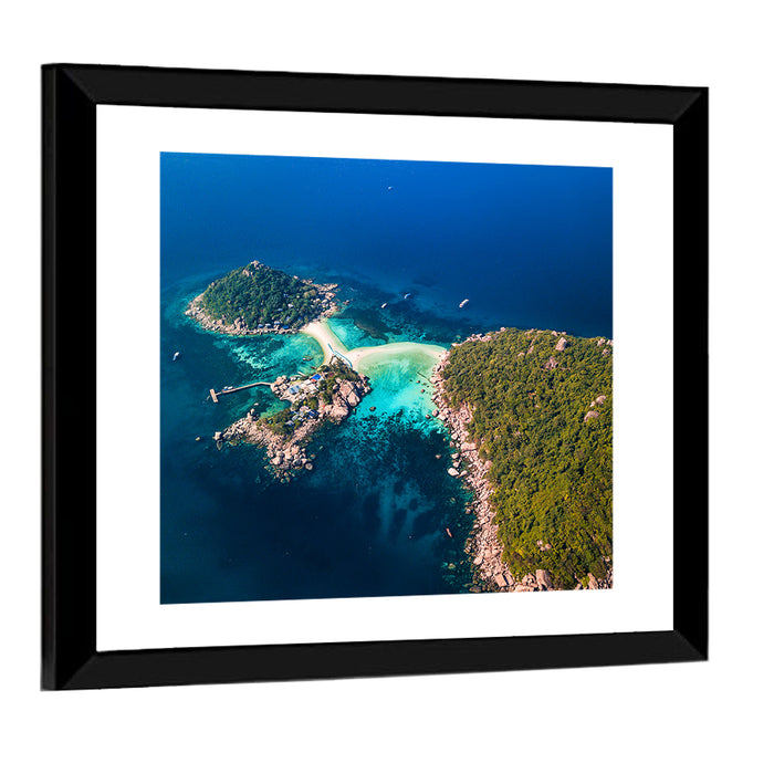 Koh Nang Yuan Aerial View Wall Art as a framed print
