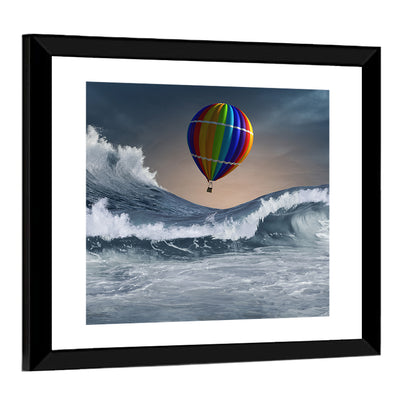 Aerostat Flying Above Stormy Sea Wall Art