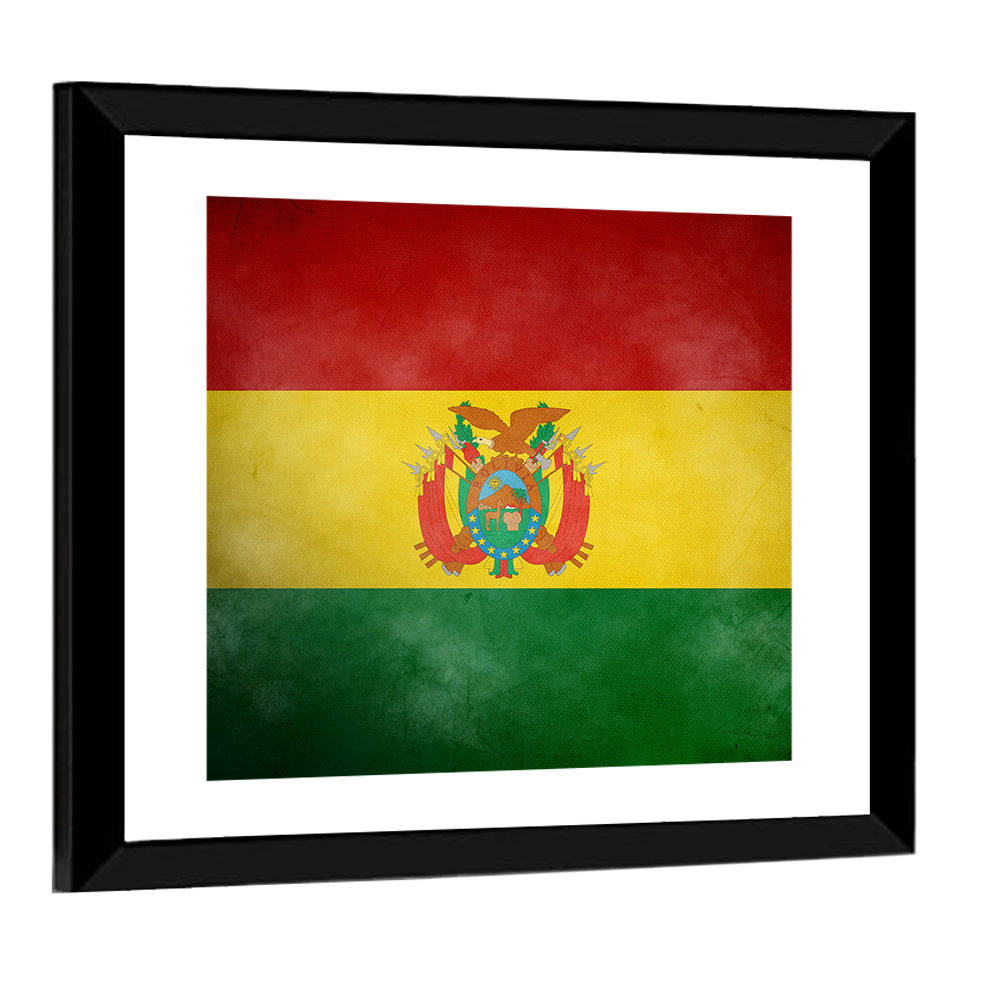 Vintage Bolivian Flag with Coat of Arms Wall Art