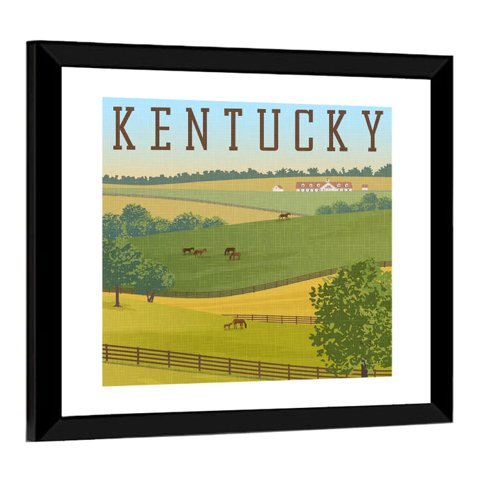 Kentucky Rolling Hills Illustration Wall Art as a framed print