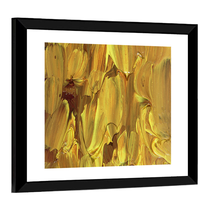 Golden Impasto Oil Study Wall Art as a framed print