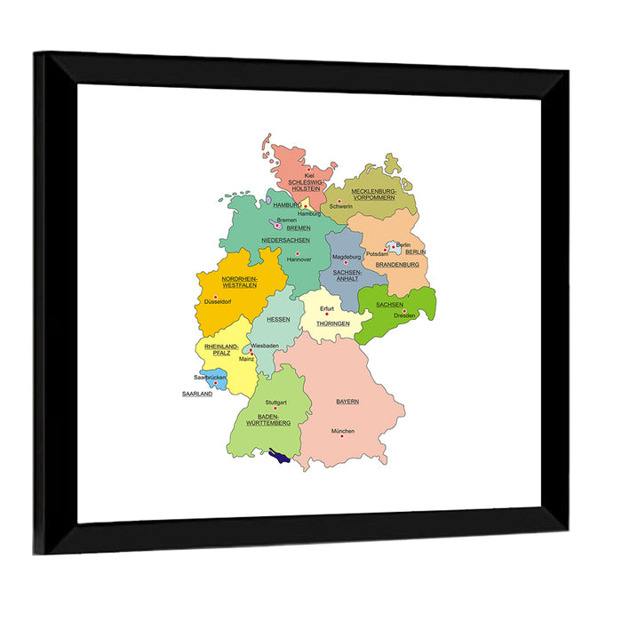 Germany Map Infographic Wall Art as a framed print