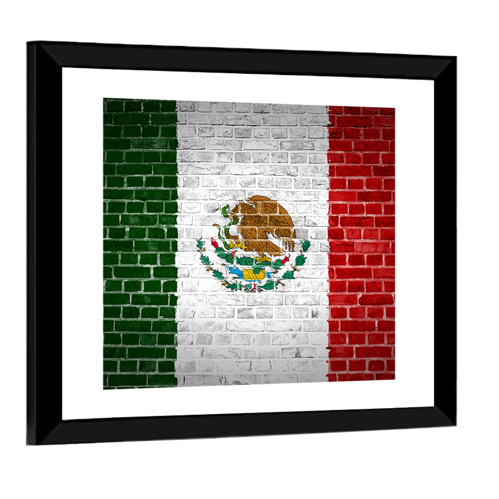 Weathered Mexico Flag with Coat of Arms Wall Art