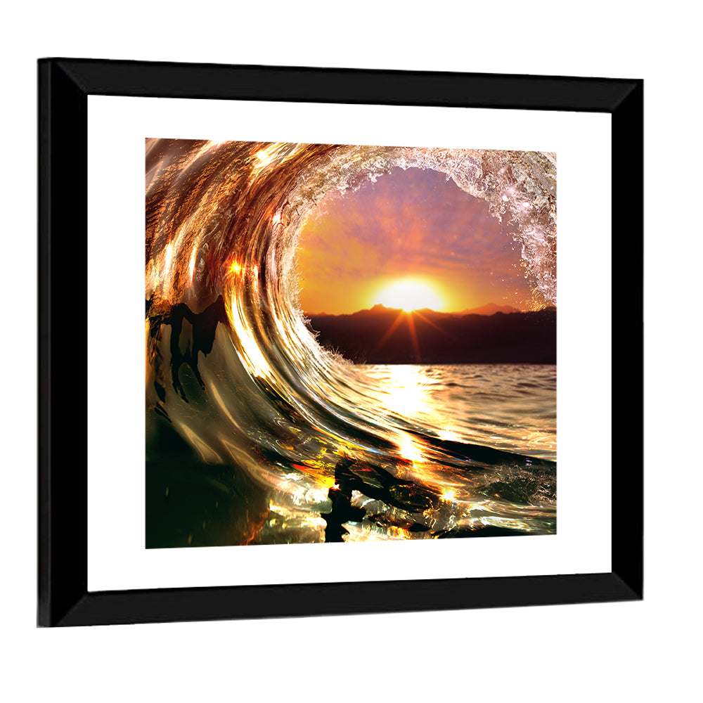 Ocean Wave Sunset Wall Art