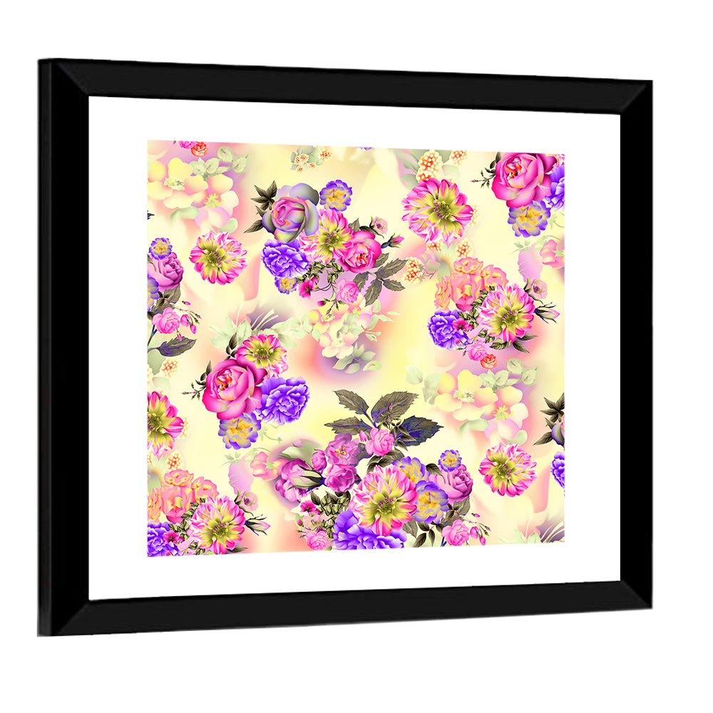Summer Roses and Iris Pattern Wall Art