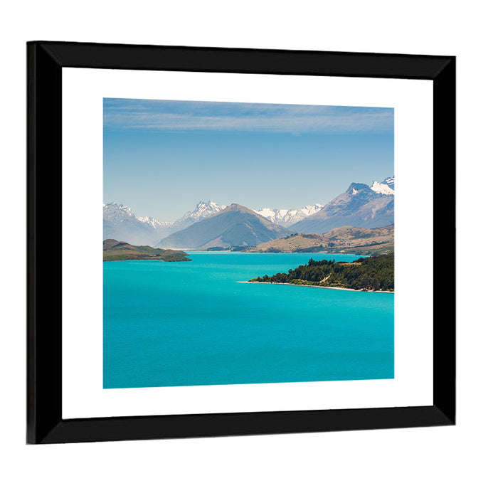 Wakatiup Lake Turquoise Waters New Zealand Wall Art as a framed print