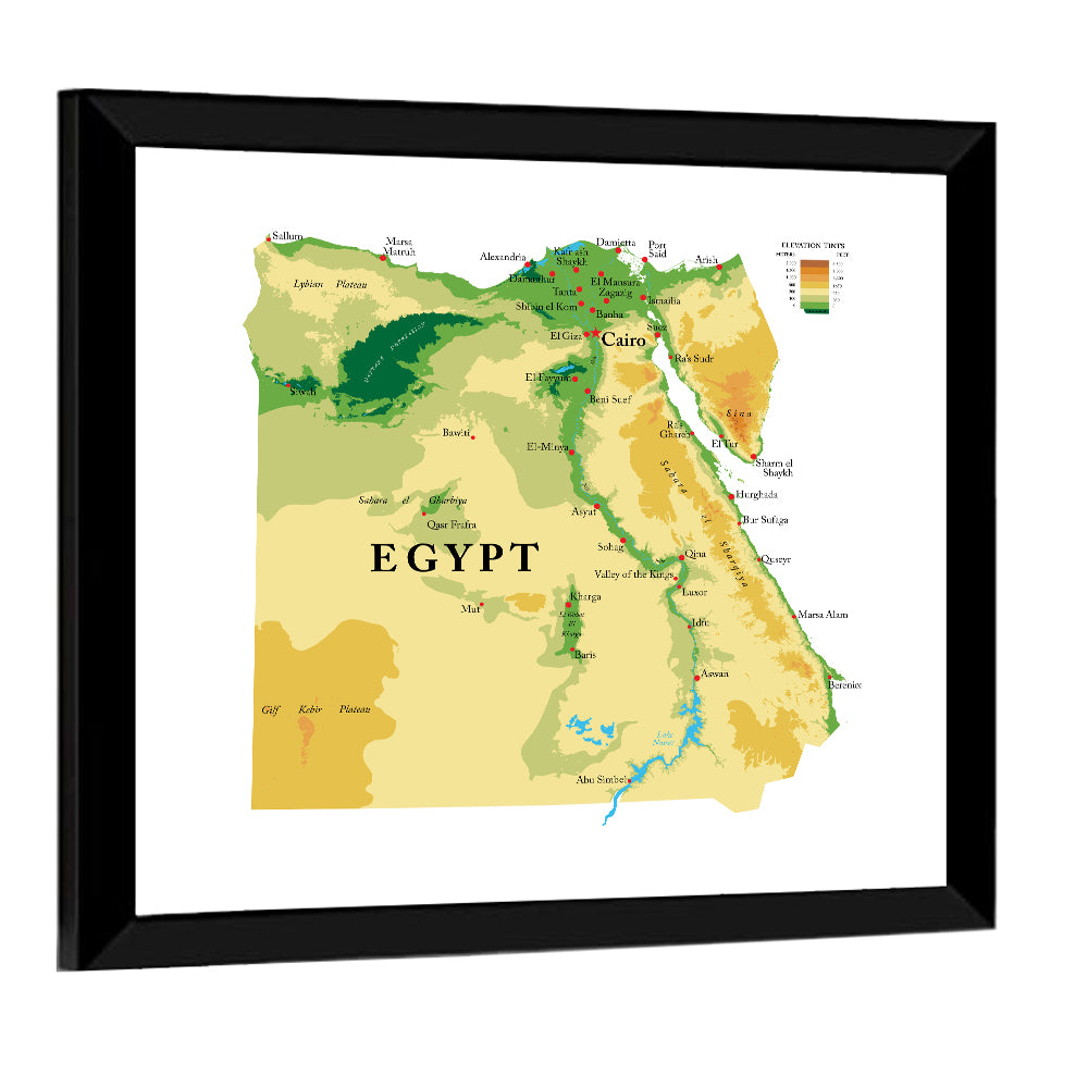 Egypt Topographic Map Wall Art