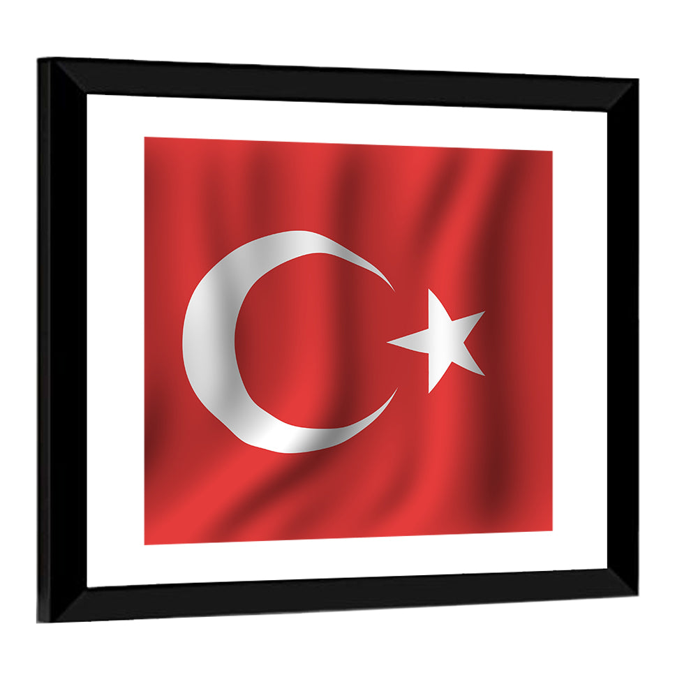 Turkish Flag with Wavy Texture Wall Art